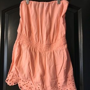 Pink/Peach Strapless Summer Romper